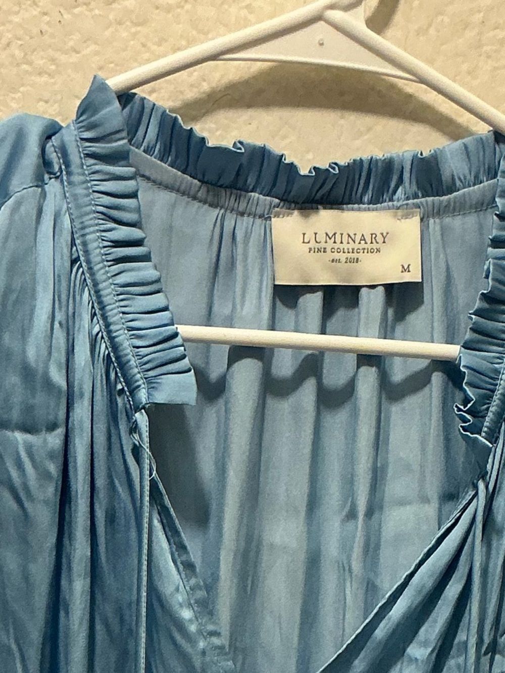 Light Blue Ruffle Sleeve V-Neck Top - Picture 3 of 7
